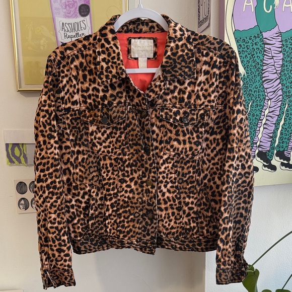 Leopard Print Denim Jacket - Picture 1 of 4